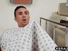Curvy nurse teases her big dick patient until he fucks her