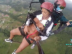 The premier baneful actress from Colombia Mariana Martix goes paragliding masturbating naked